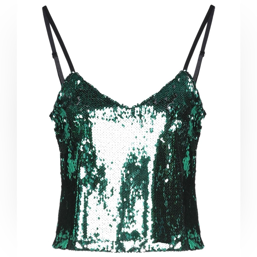 Emerald Green Sequin Cami with Adjustable Straps